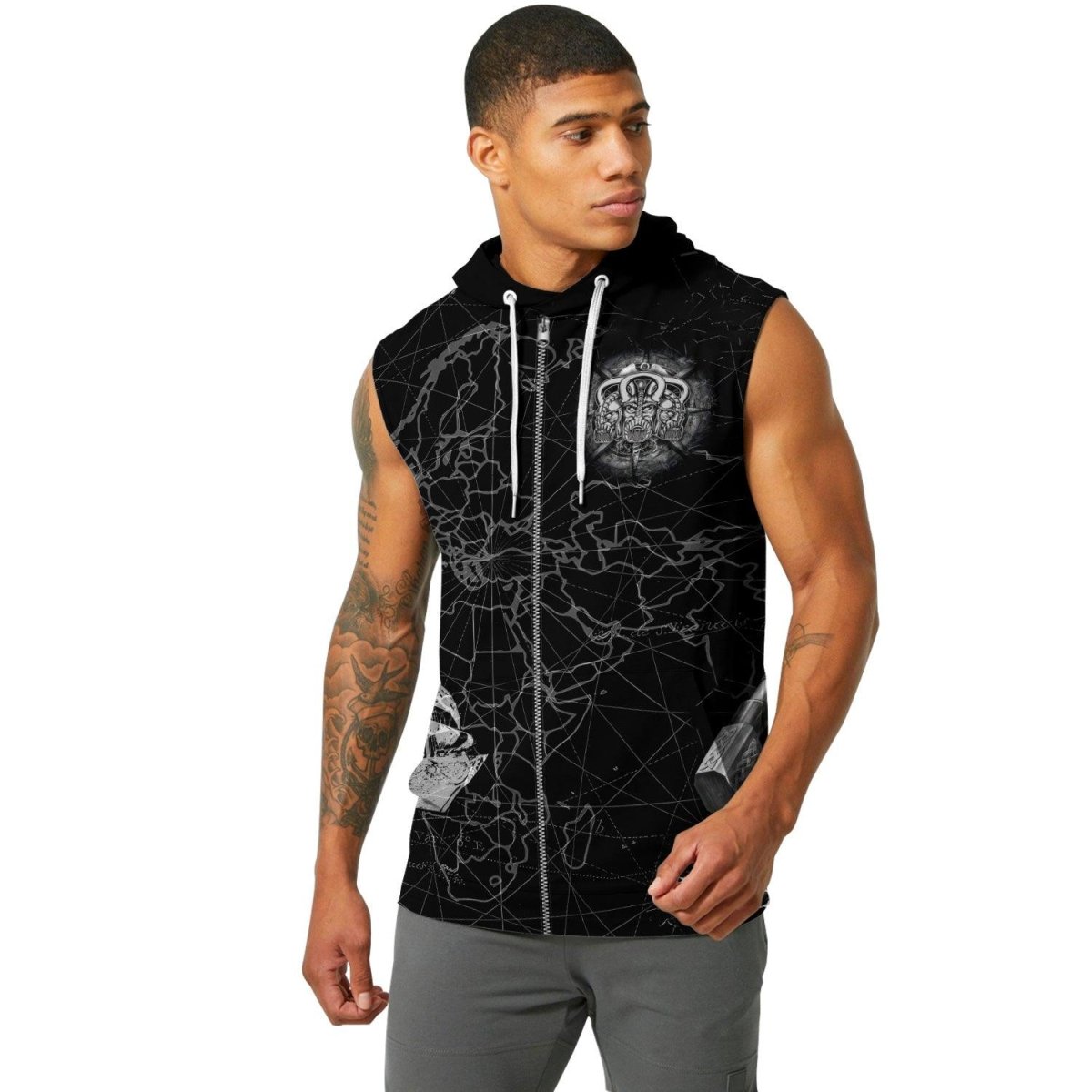 Viking Pirate Ship Sleeveless Pullover & Zip Hoodie - BattleFitGear