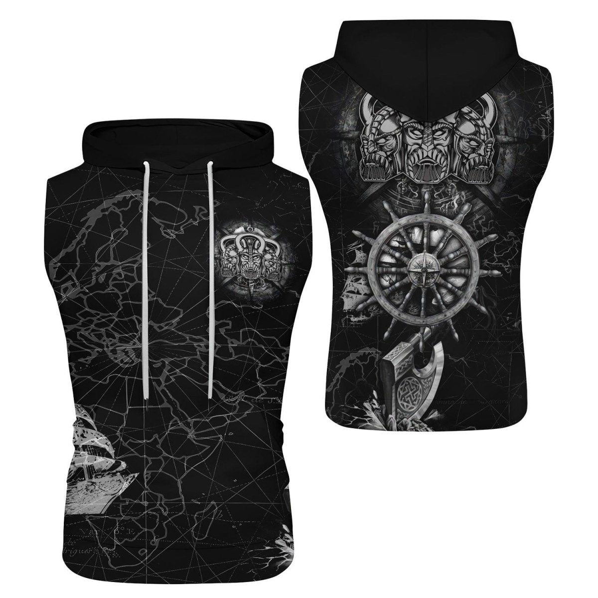 Viking Pirate Ship Sleeveless Pullover & Zip Hoodie - BattleFitGear