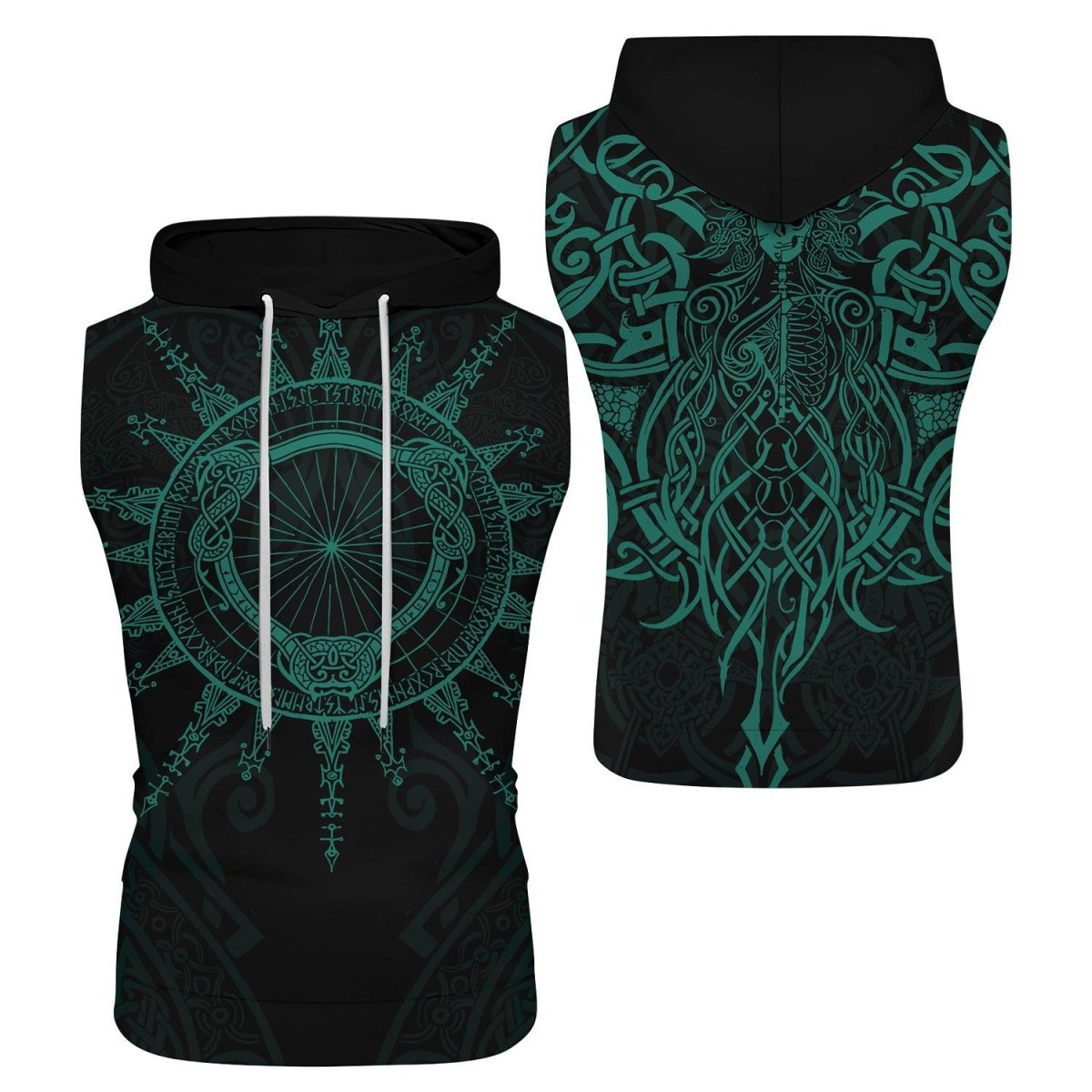 Viking Rune Celtic Sleeveless Pullover & Zip Hoodie - BattleFitGear