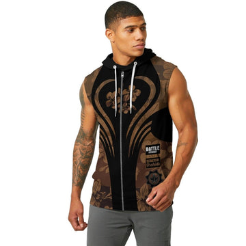 Orchid Series Floral Brown Heart Pattern Sleeveless Pullover & Zip Hoodie - BattleFitGear