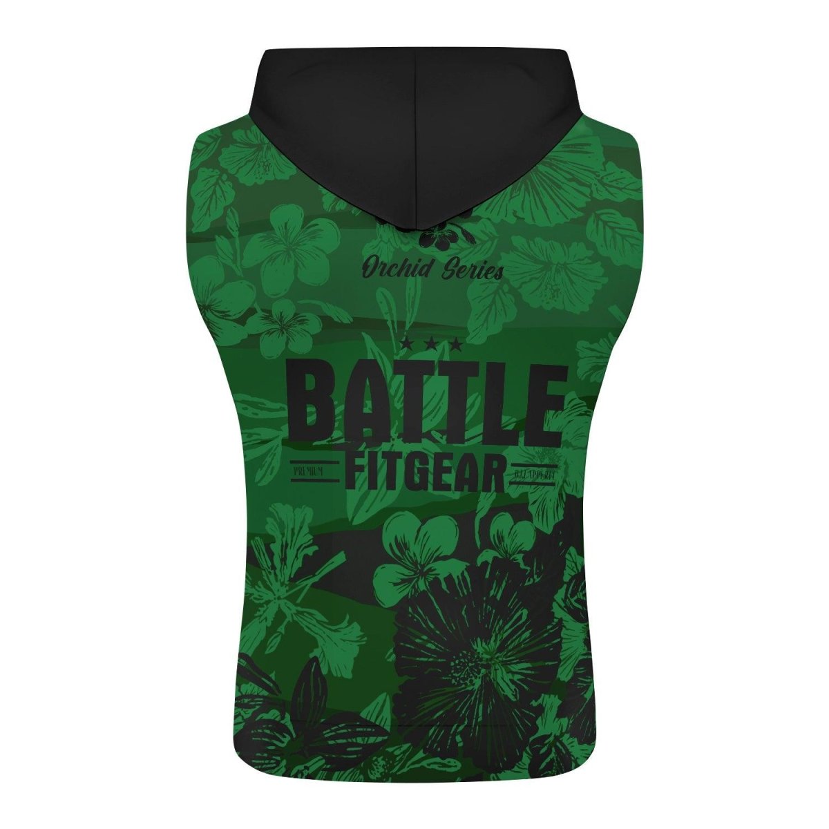 Orchid Series Floral Green Heart Pattern Sleeveless Pullover & Zip Hoodie - BattleFitGear