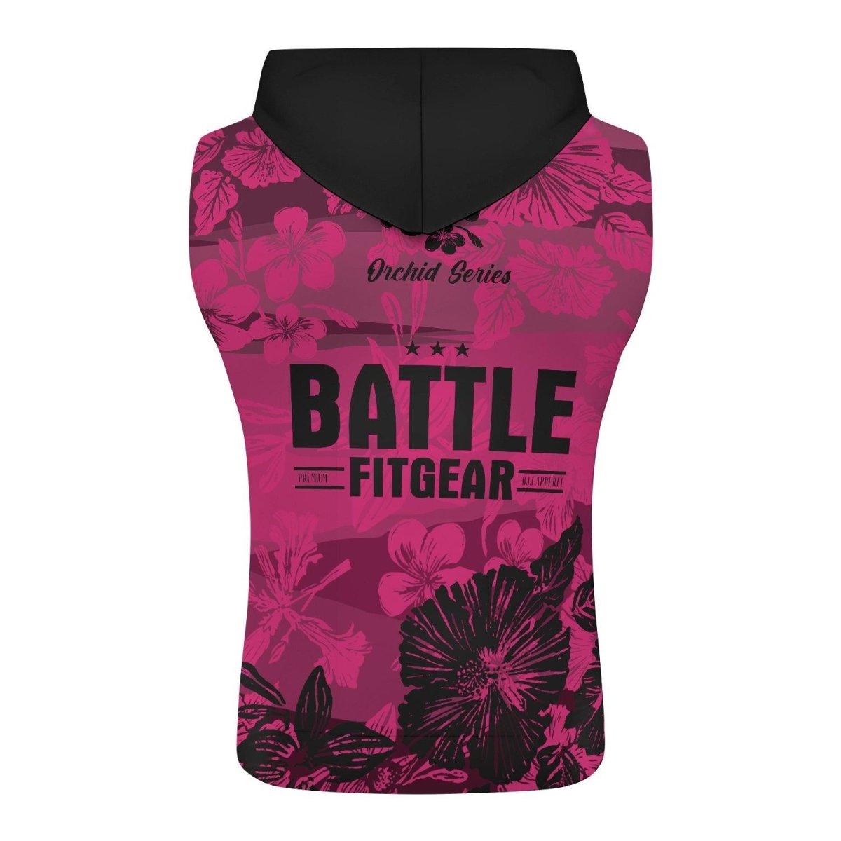 Orchid Series Floral Pink Heart Pattern Sleeveless Pullover & Zip Hoodie - BattleFitGear