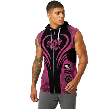 Orchid Series Floral Pink Heart Pattern Sleeveless Pullover & Zip Hoodie - BattleFitGear