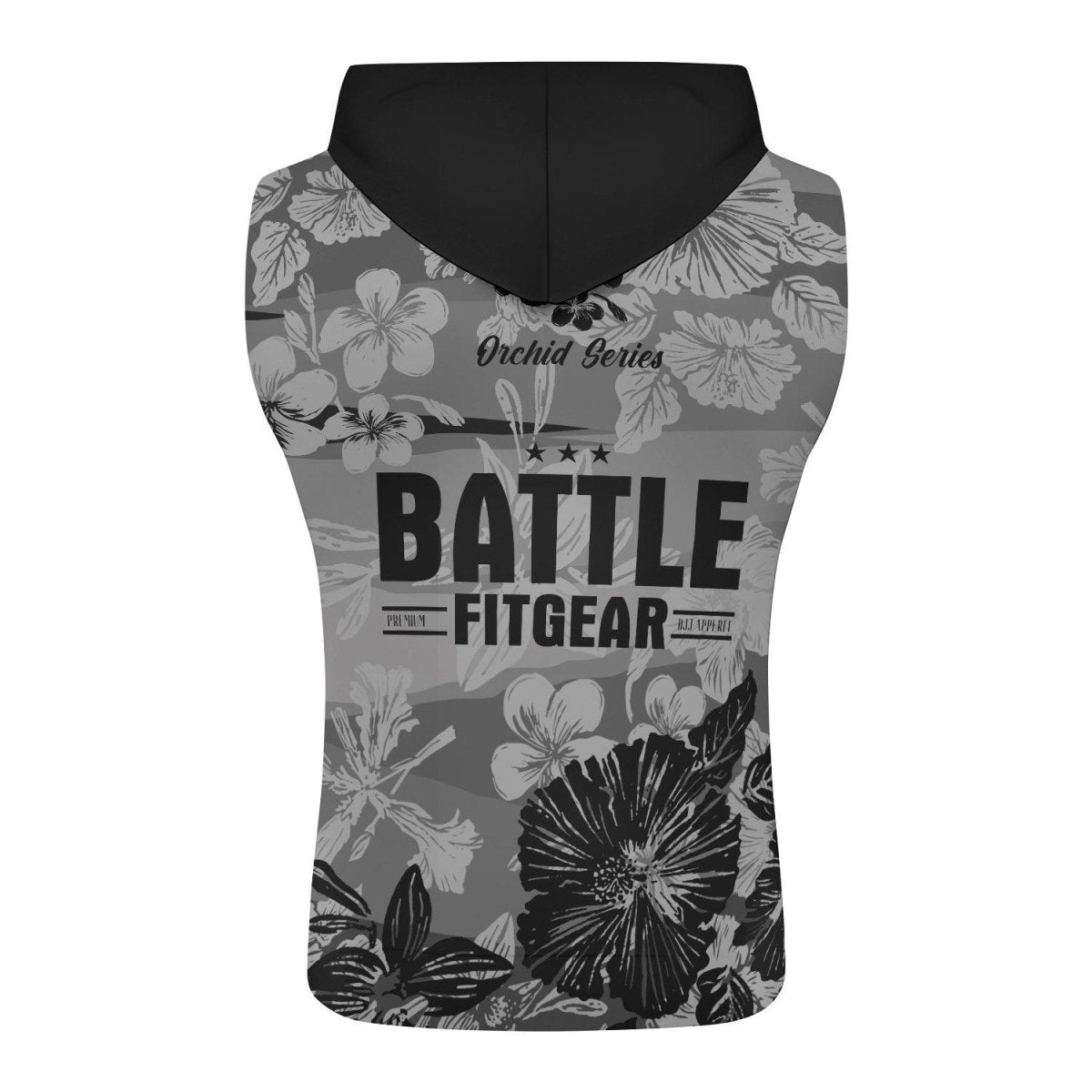 Orchid Series Floral Grey Heart Pattern Sleeveless Pullover & Zip Hoodie - BattleFitGear