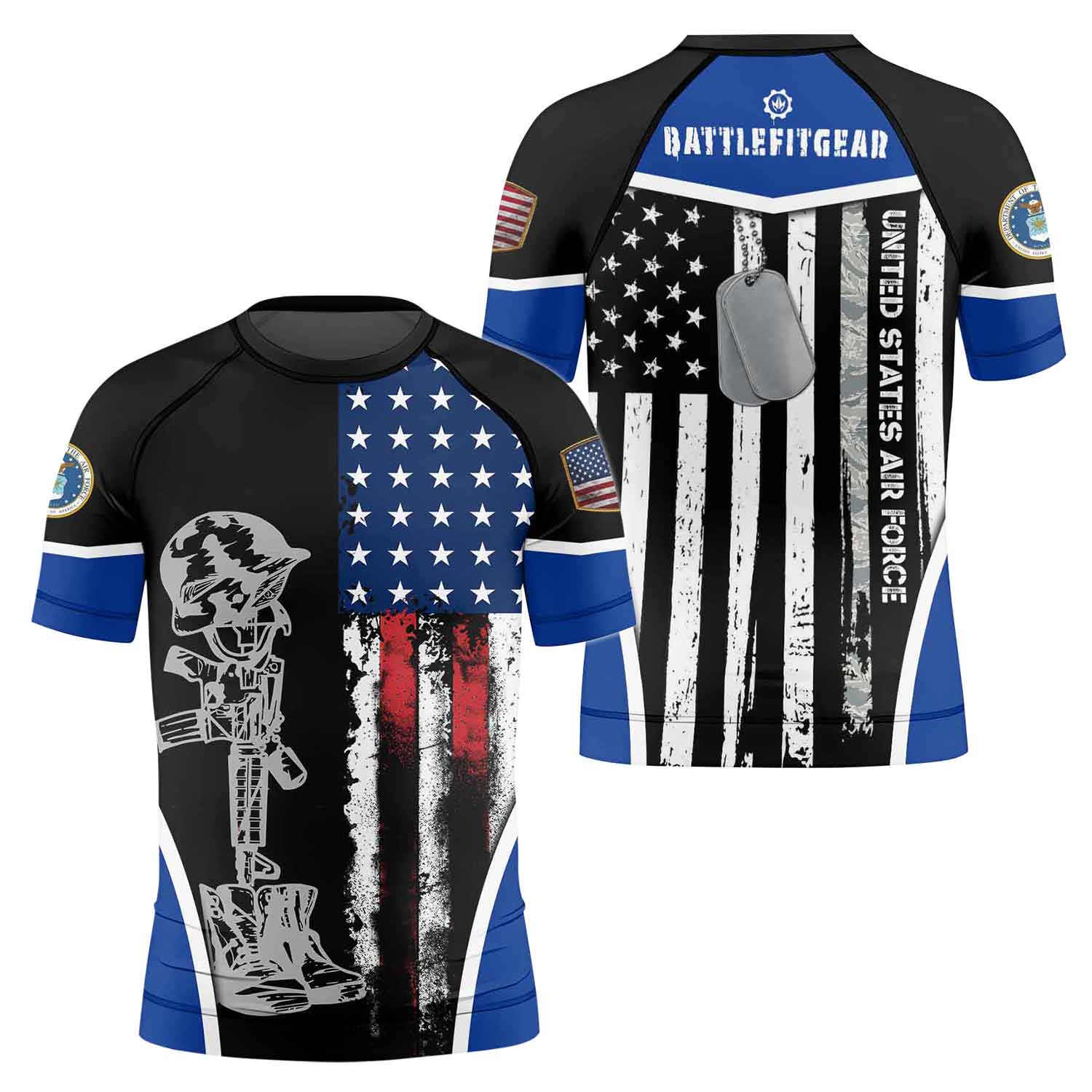 Air Force US Flag Kids Rash Guard