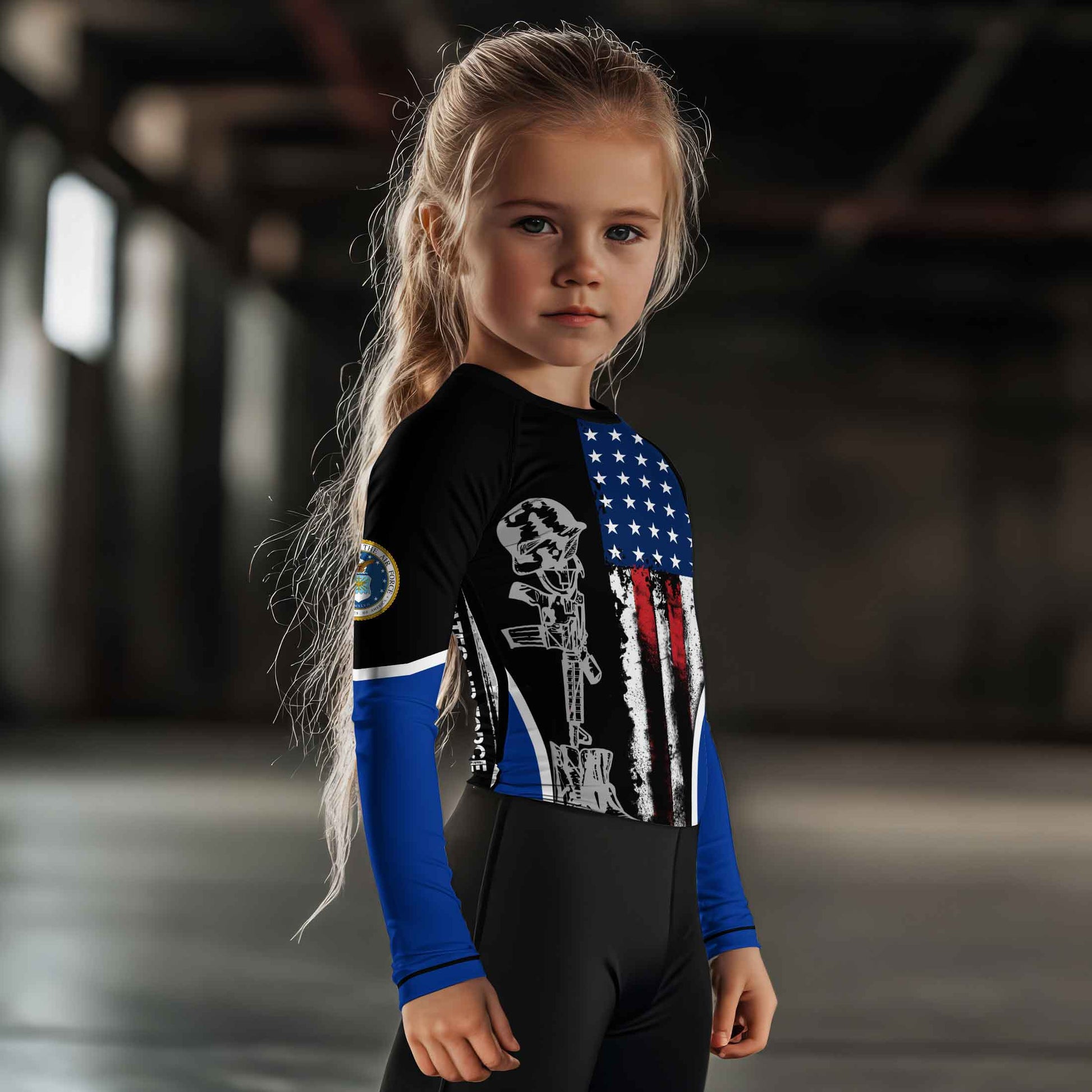 Air Force US Flag Kids Rash Guard