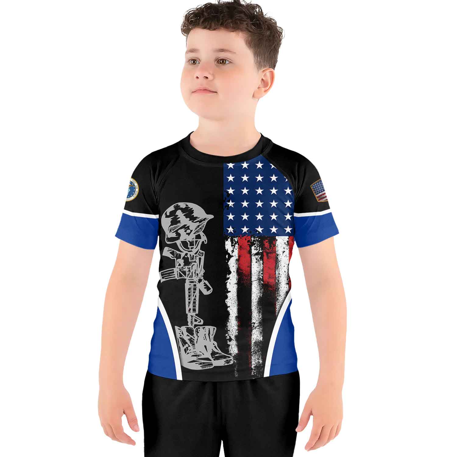 Air Force US Flag Kids Rash Guard