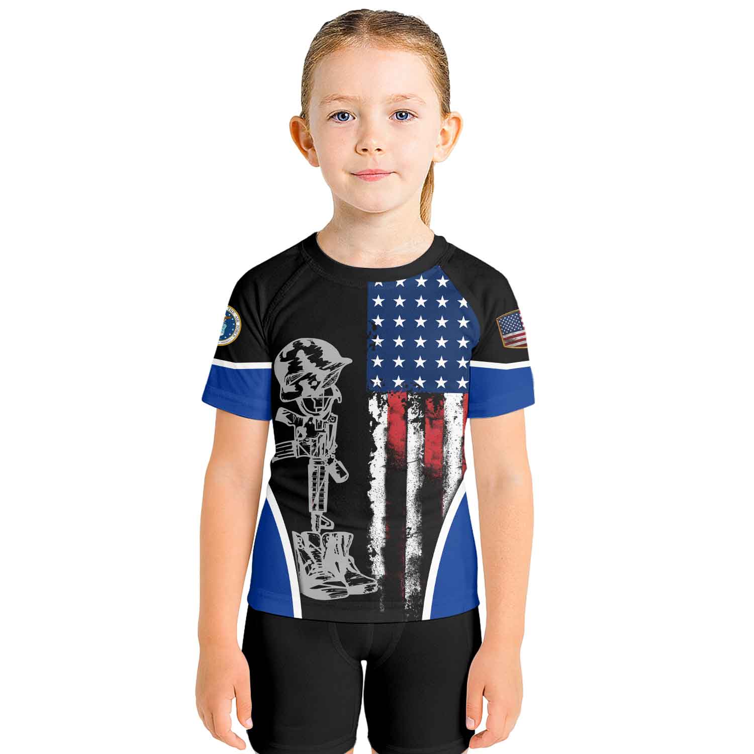 Air Force US Flag Kids Rash Guard