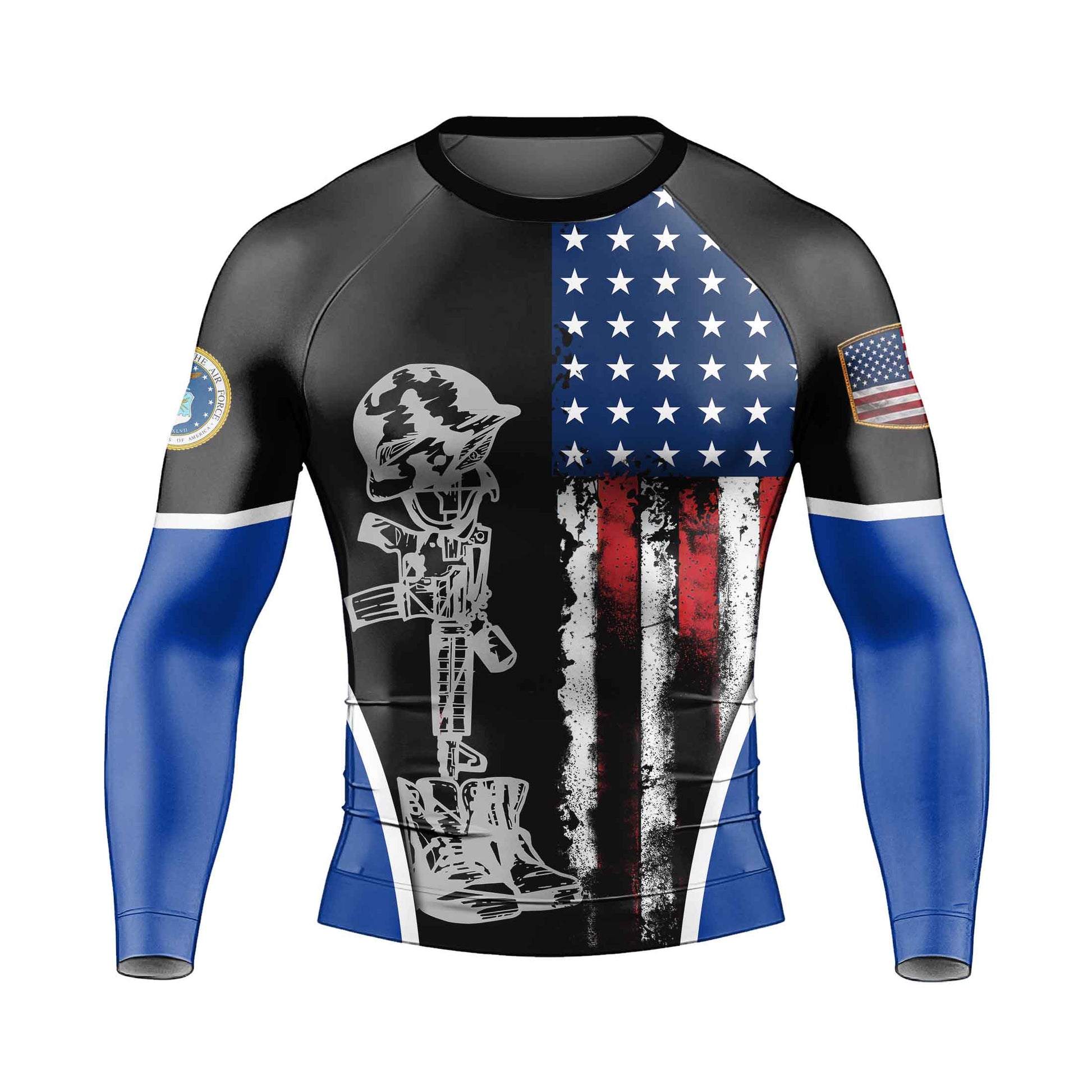 Air Force US Flag Men's Long Sleeve Rash Guard