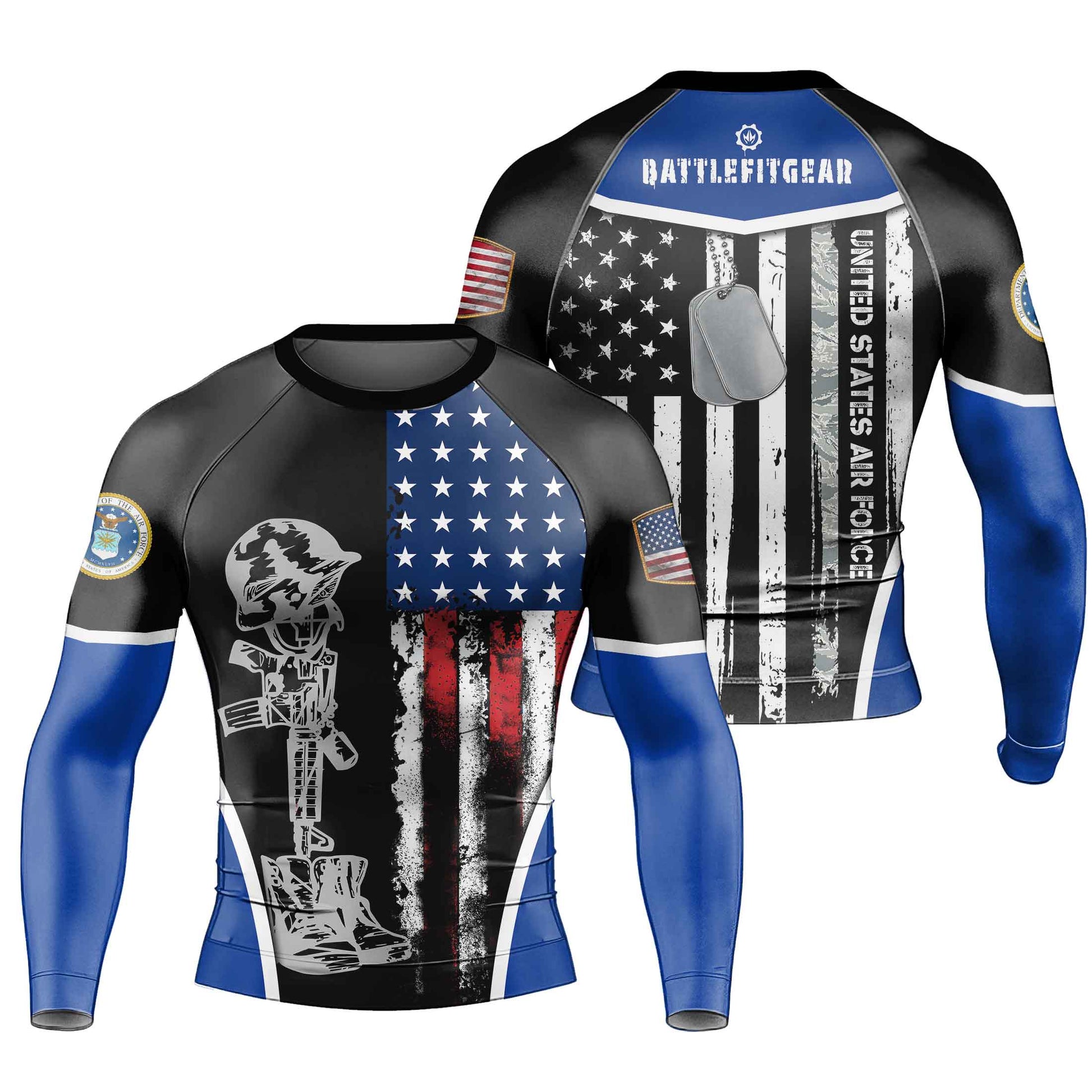 Air Force US Flag Men's Long Sleeve Rash Guard