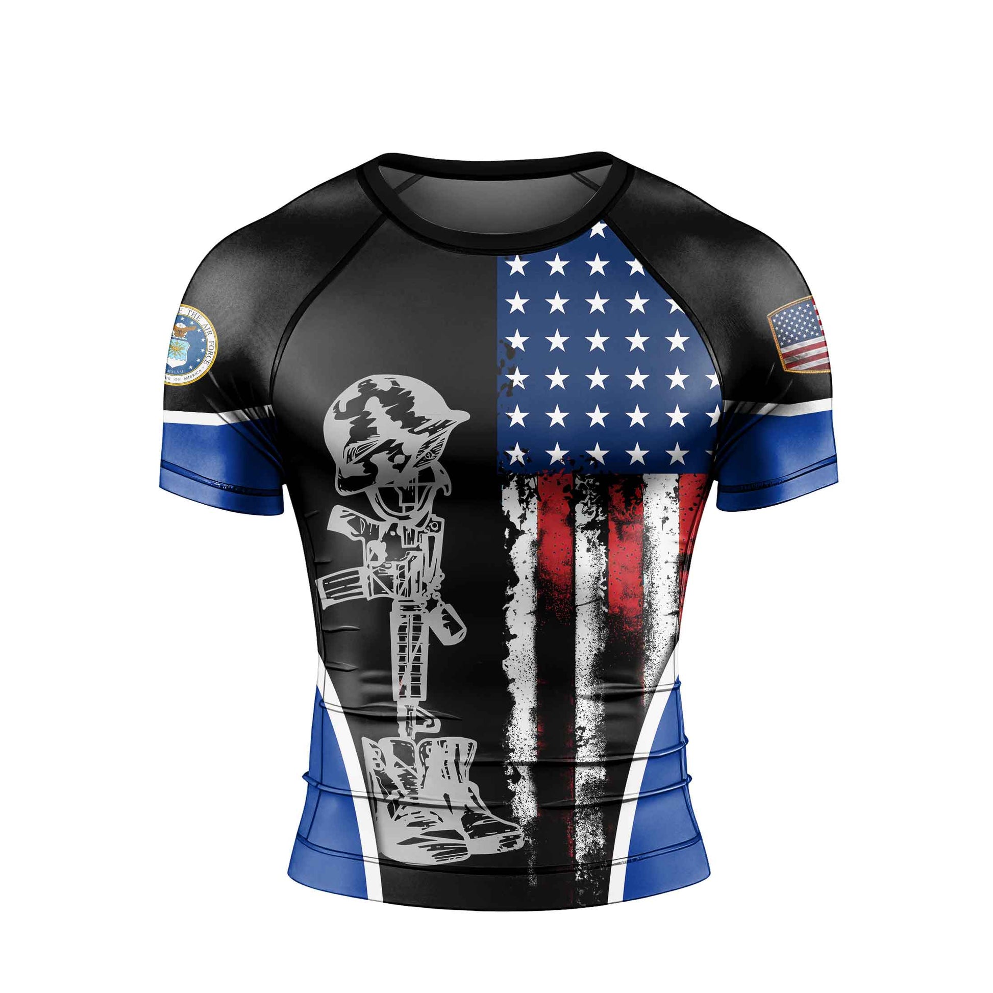 Air Force US Flag Men's Short Sleeve Rash Guard