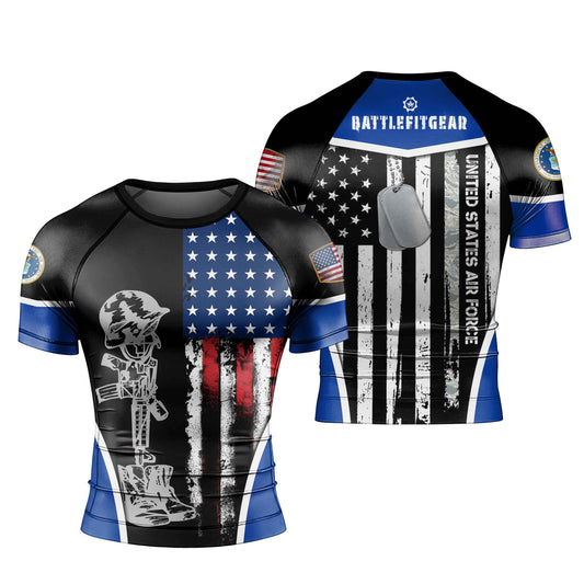 Air Force US Flag Men's Short Sleeve Rash Guard