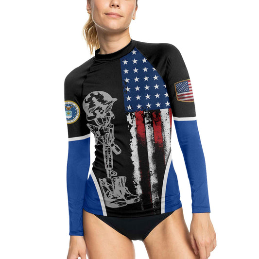 Air Force US Flag Women's Long Sleeve Rash Guard