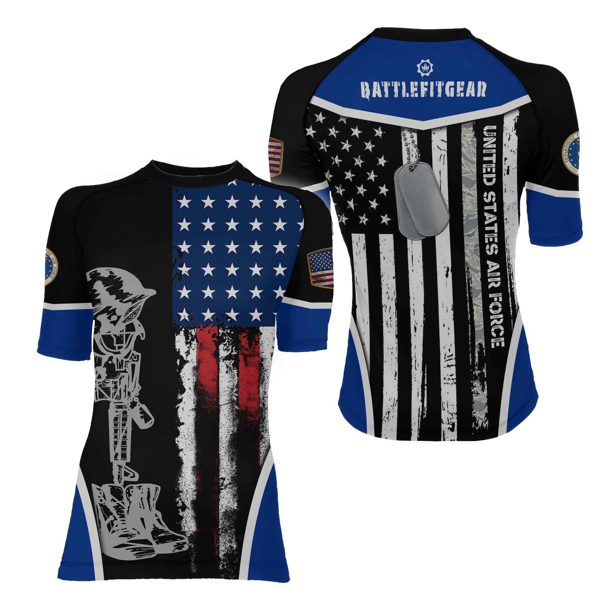 Air Force US Flag Women's Short Sleeve Rash Guard