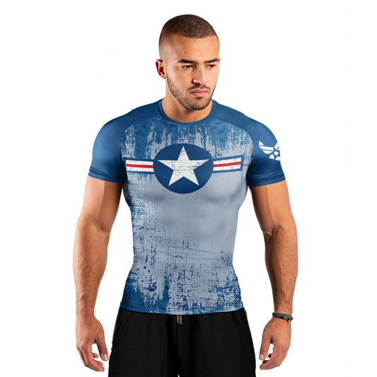 Air Force Veteran Men's Short Sleeve Rash Guard - BattleFitGear