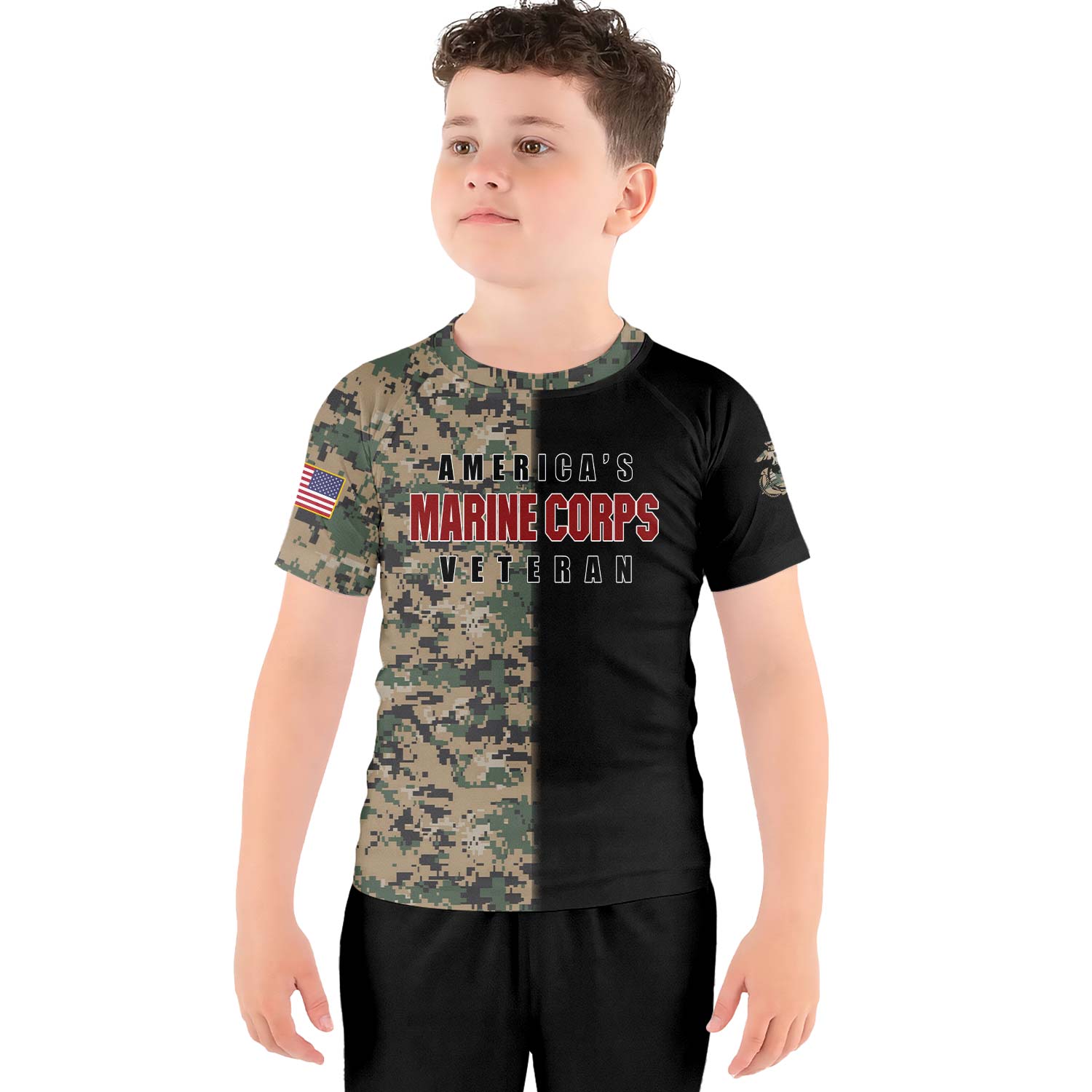America Marine Corp Kids Rash Guard