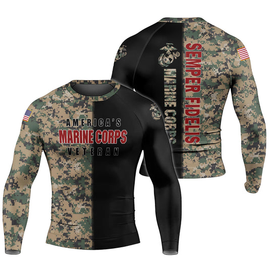 America Marine Corp Men's Long Sleeve Rash Guard