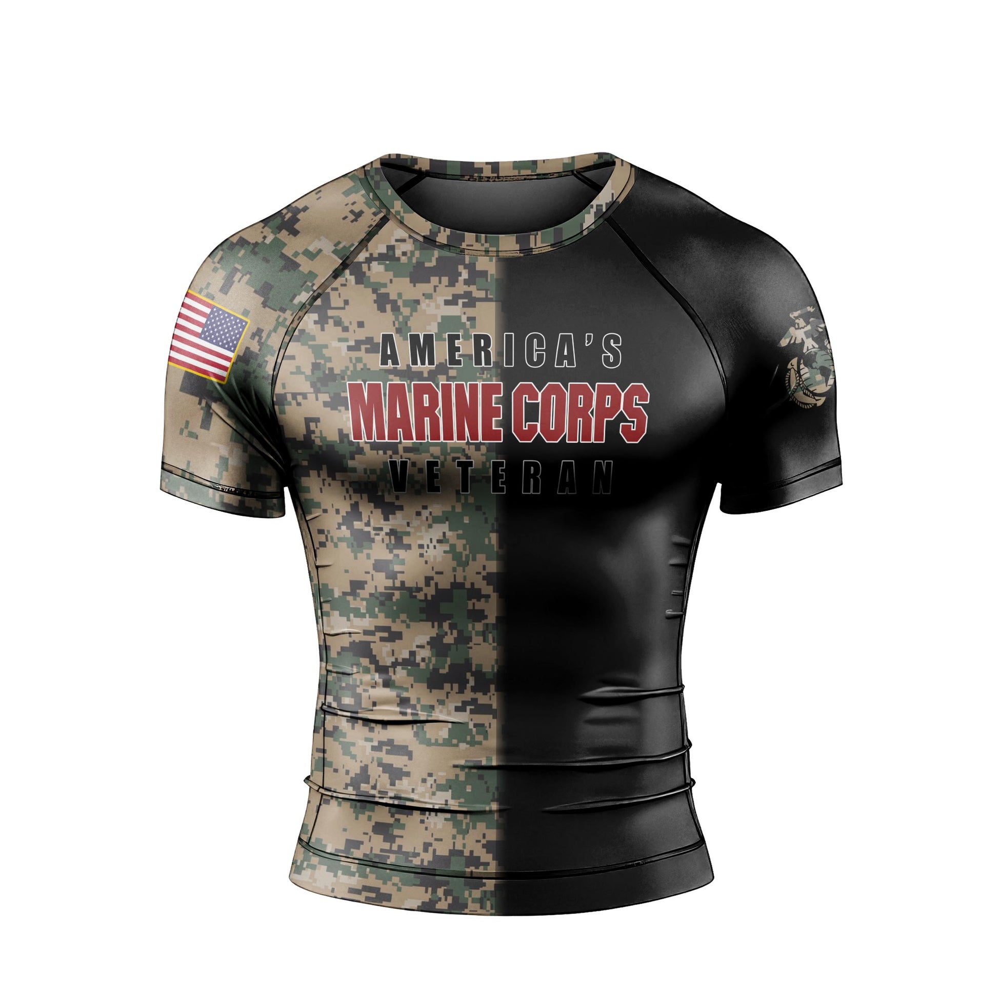 America Marine Corp Men's Short Sleeve Rash Guard