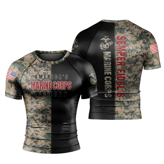 America Marine Corp Men's Short Sleeve Rash Guard