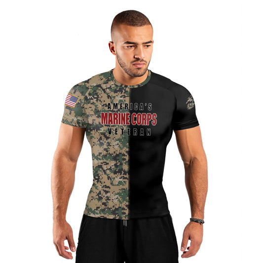 America Marine Corp Men's Short Sleeve Rash Guard