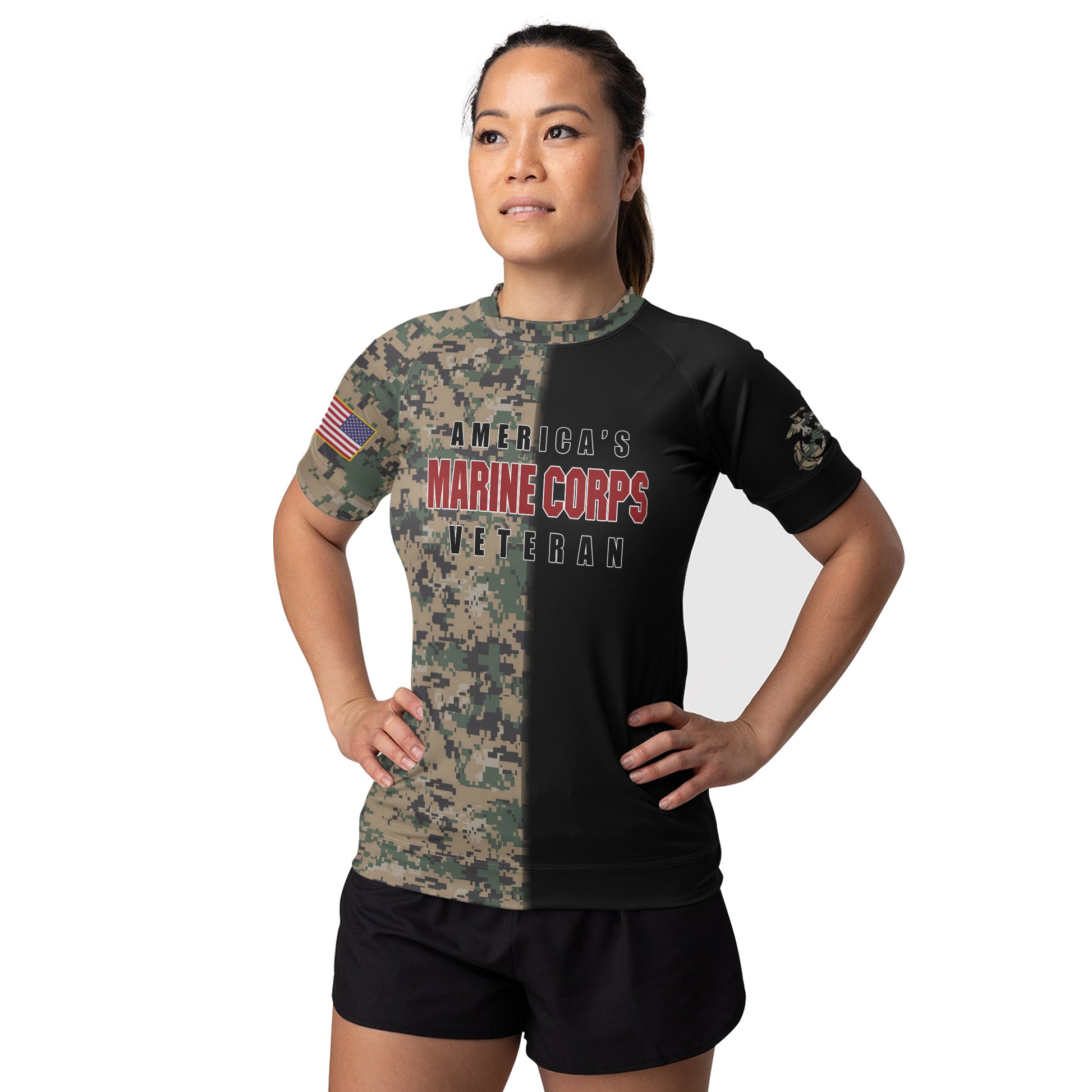America Marine Corp Women's Short Sleeve Rash Guard