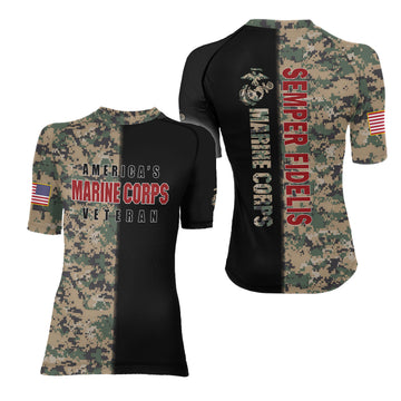 America Marine Corp Women's Short Sleeve Rash Guard