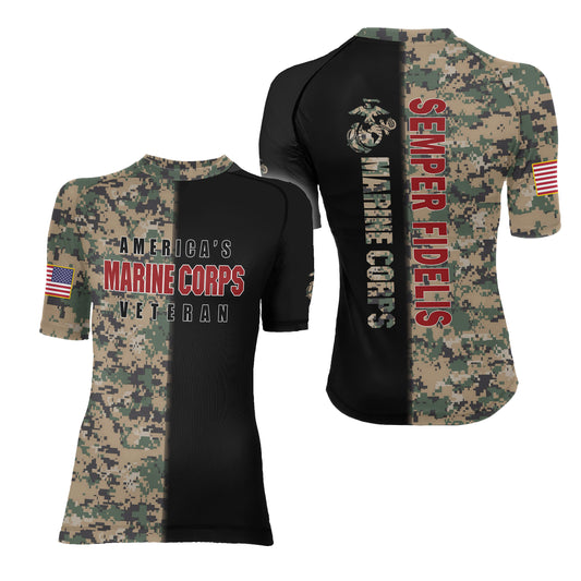 America Marine Corp Women's Short Sleeve Rash Guard