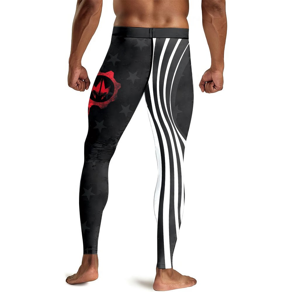 American Flag Black Men's Compression Leggings - BattleFitGear