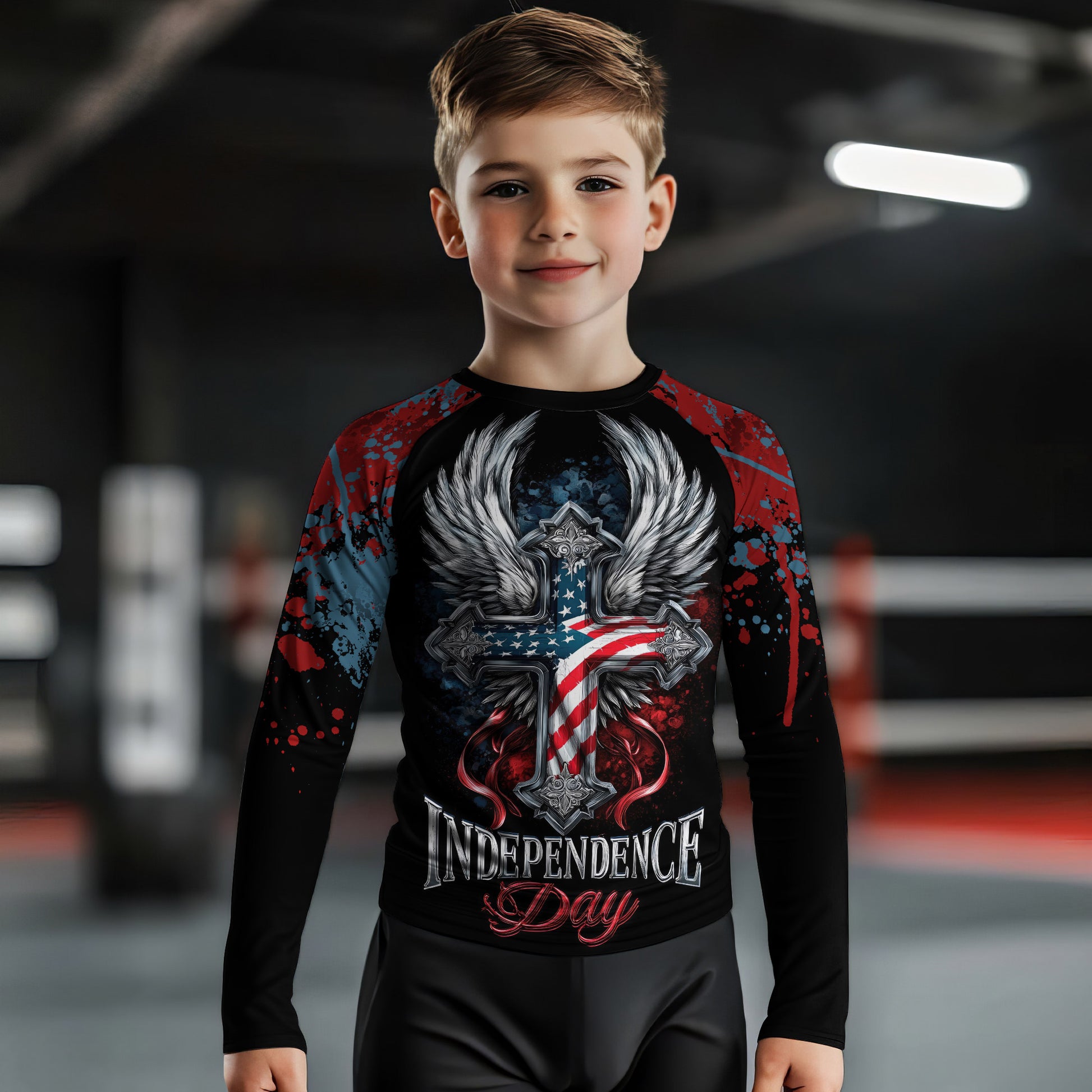 American Independence Cross Kids Rash Guard