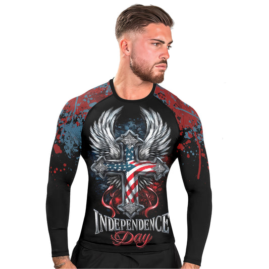 American Independence Cross Men's Long Sleeve Rash Guard