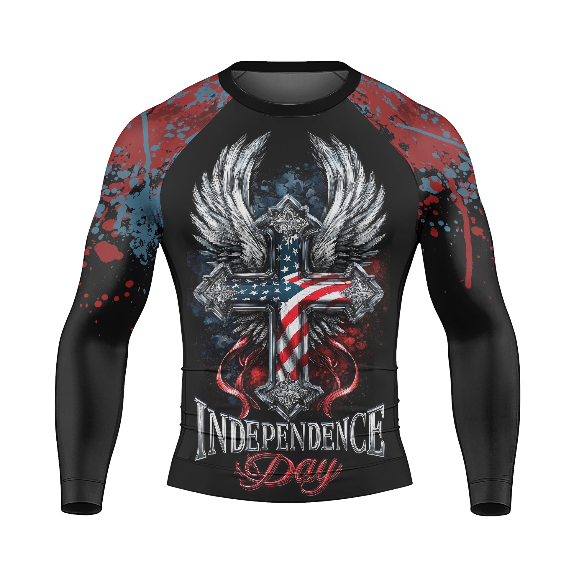 American Independence Cross Men's Short Sleeve Rash Guard