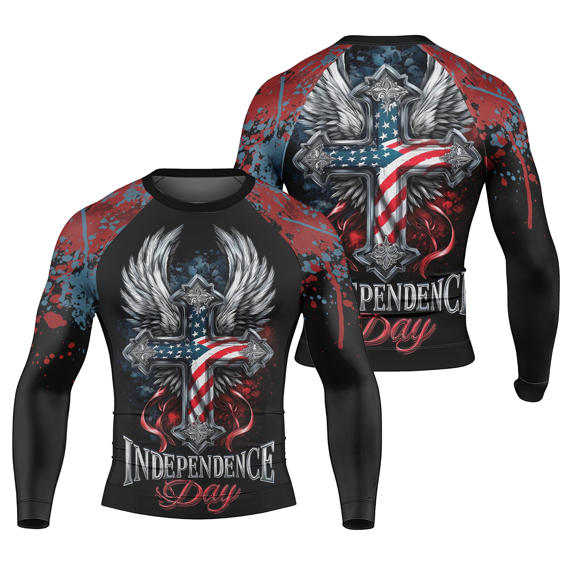 American Independence Cross Men's Short Sleeve Rash Guard