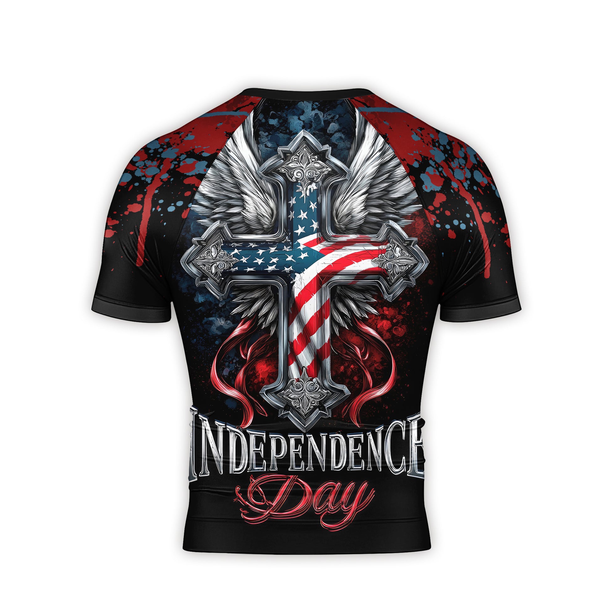 American Independence Cross Men's Short Sleeve Rash Guard