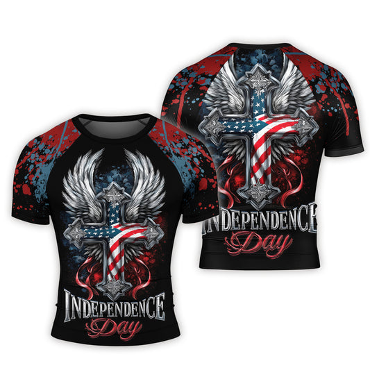 American Independence Cross Men's Short Sleeve Rash Guard