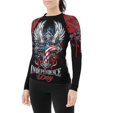 American Independence Cross Women's Long Sleeve Rash Guard