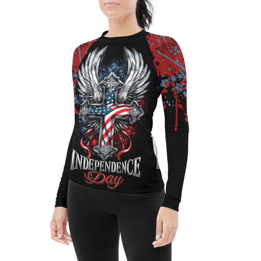 American Independence Cross Women's Long Sleeve Rash Guard