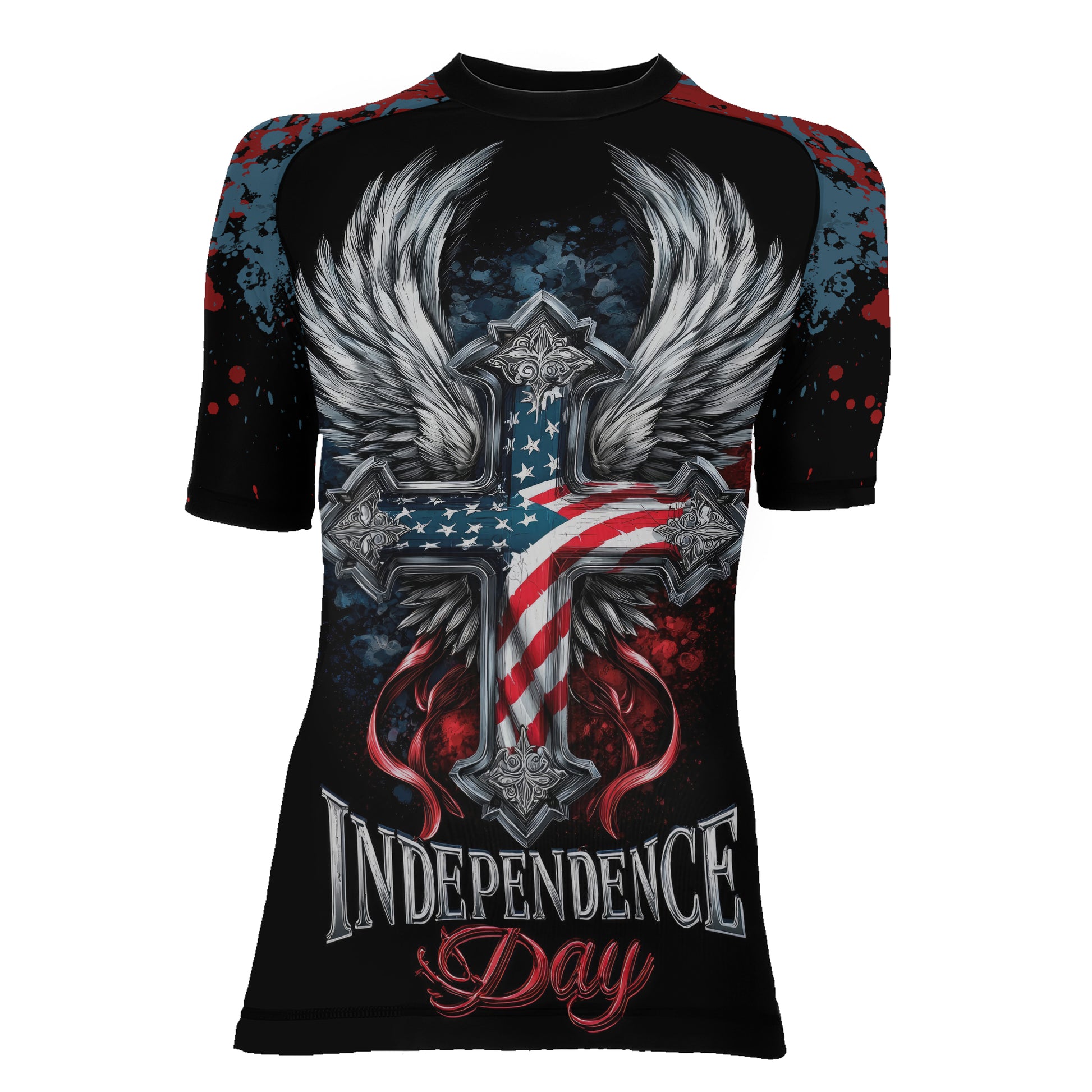 American Independence Cross Women's Short Sleeve Rash Guard