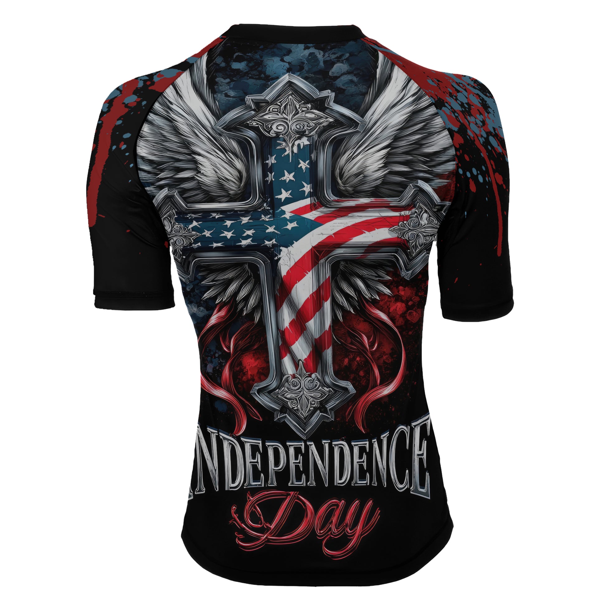 American Independence Cross Women's Short Sleeve Rash Guard
