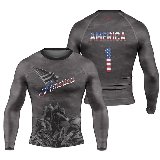 American Independence Day Men's Long Sleeve Rash Guard - BattleFitGear