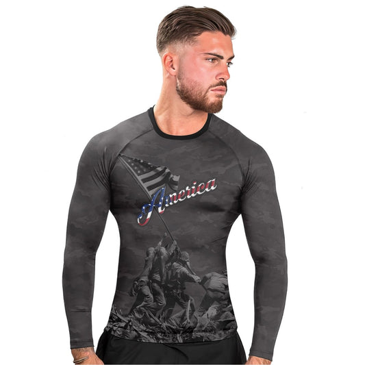 American Independence Day Men's Long Sleeve Rash Guard - BattleFitGear