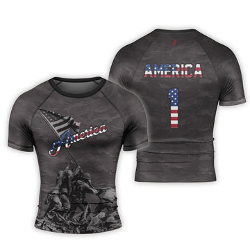 American Independence Day Men's Short Sleeve Rash Guard - BattleFitGear