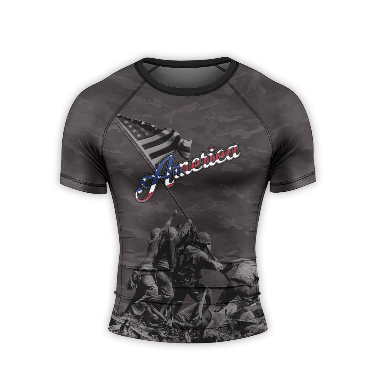 American Independence Day Men's Short Sleeve Rash Guard - BattleFitGear