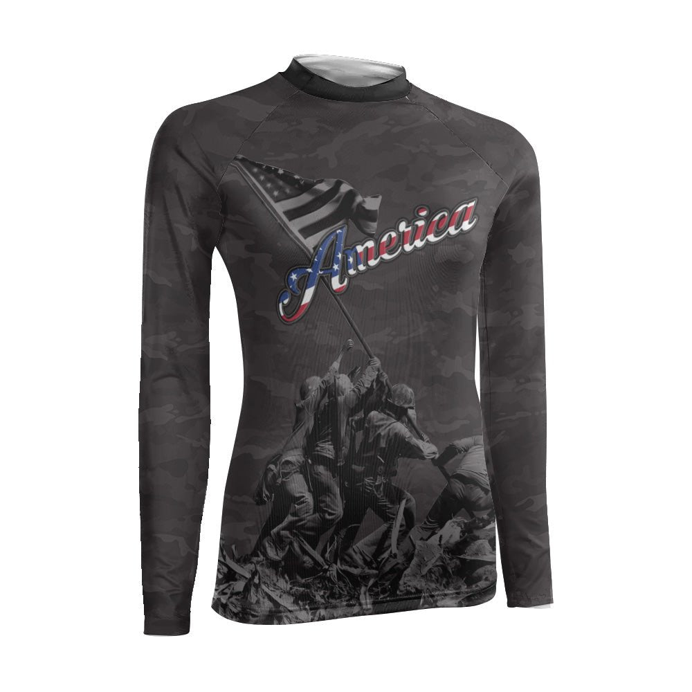 American Independence Day Women's Long Sleeve Rash Guard - BattleFitGear