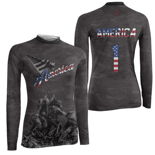 American Independence Day Women's Long Sleeve Rash Guard