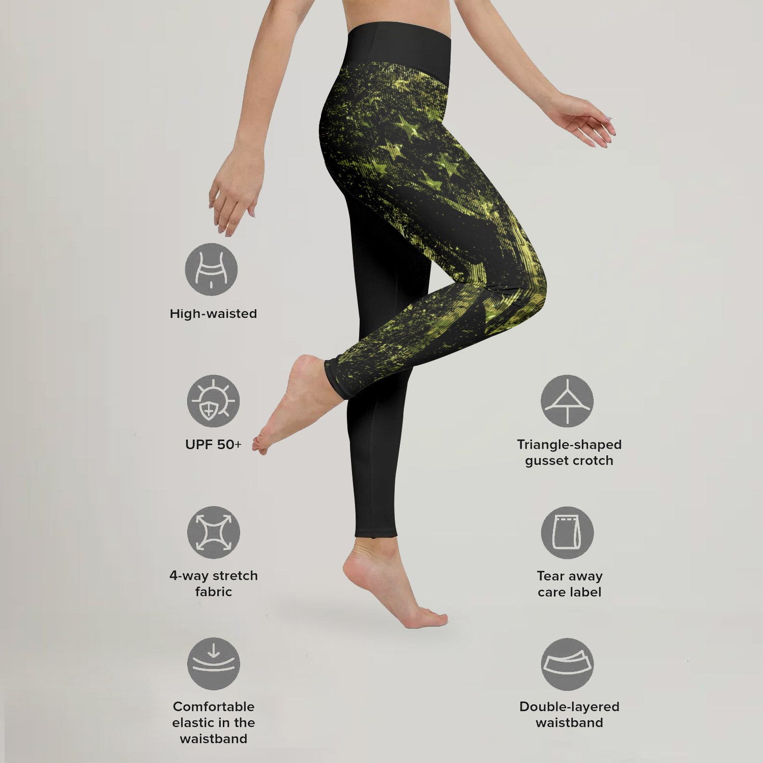 American Jiu Jitsu Grunge Leggings - BattleFitGear