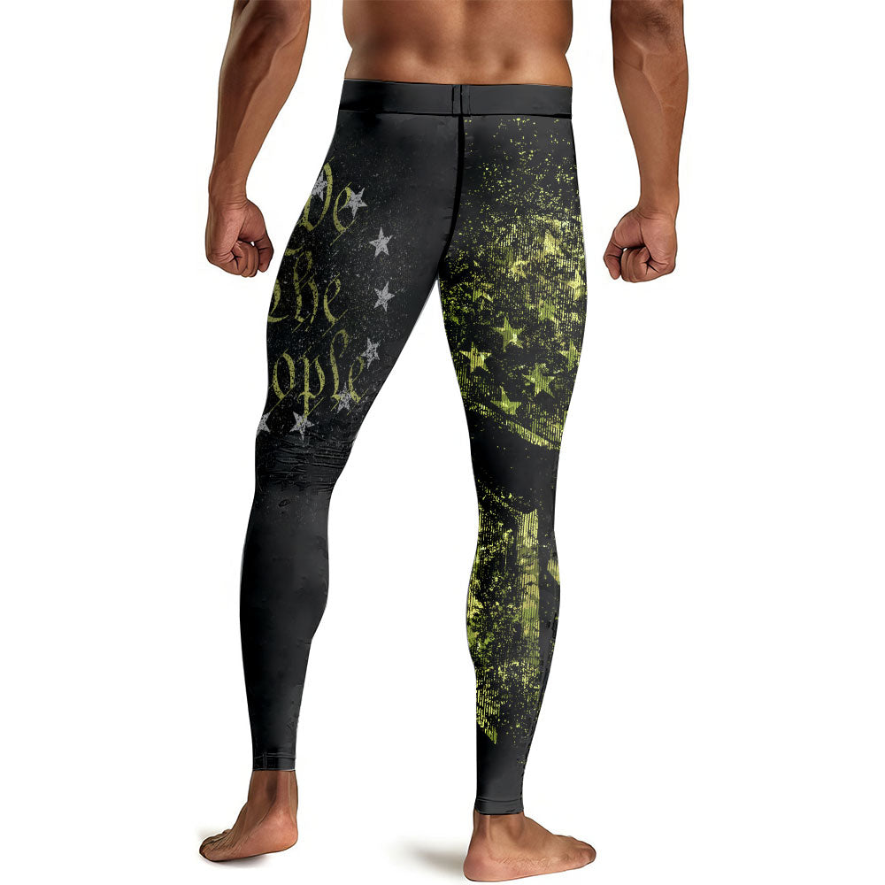 American Jiu Jitsu Grunge Men's Compression Leggings