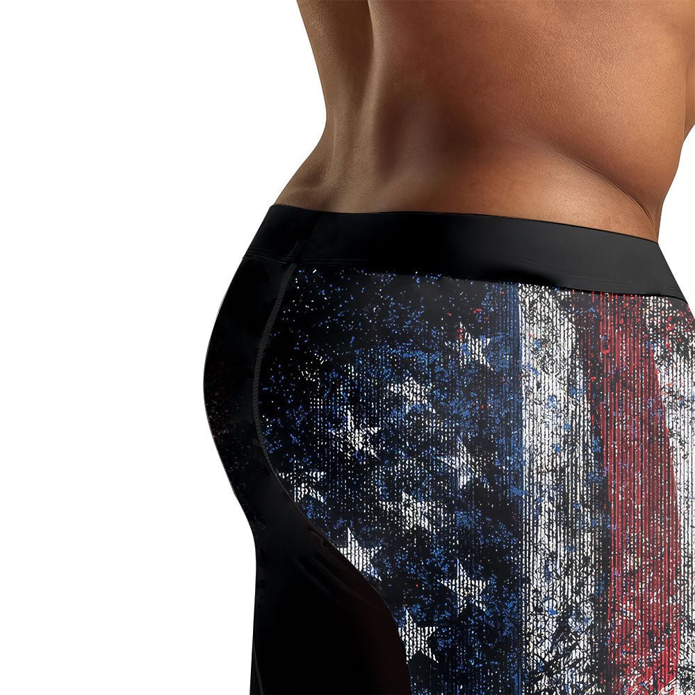 American Jiu Jitsu Grunge Men's Compression Leggings - BattleFitGear