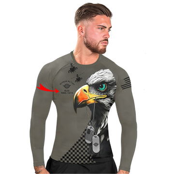 Personalized American Veteran Military Men's Long Sleeve Rash Guard