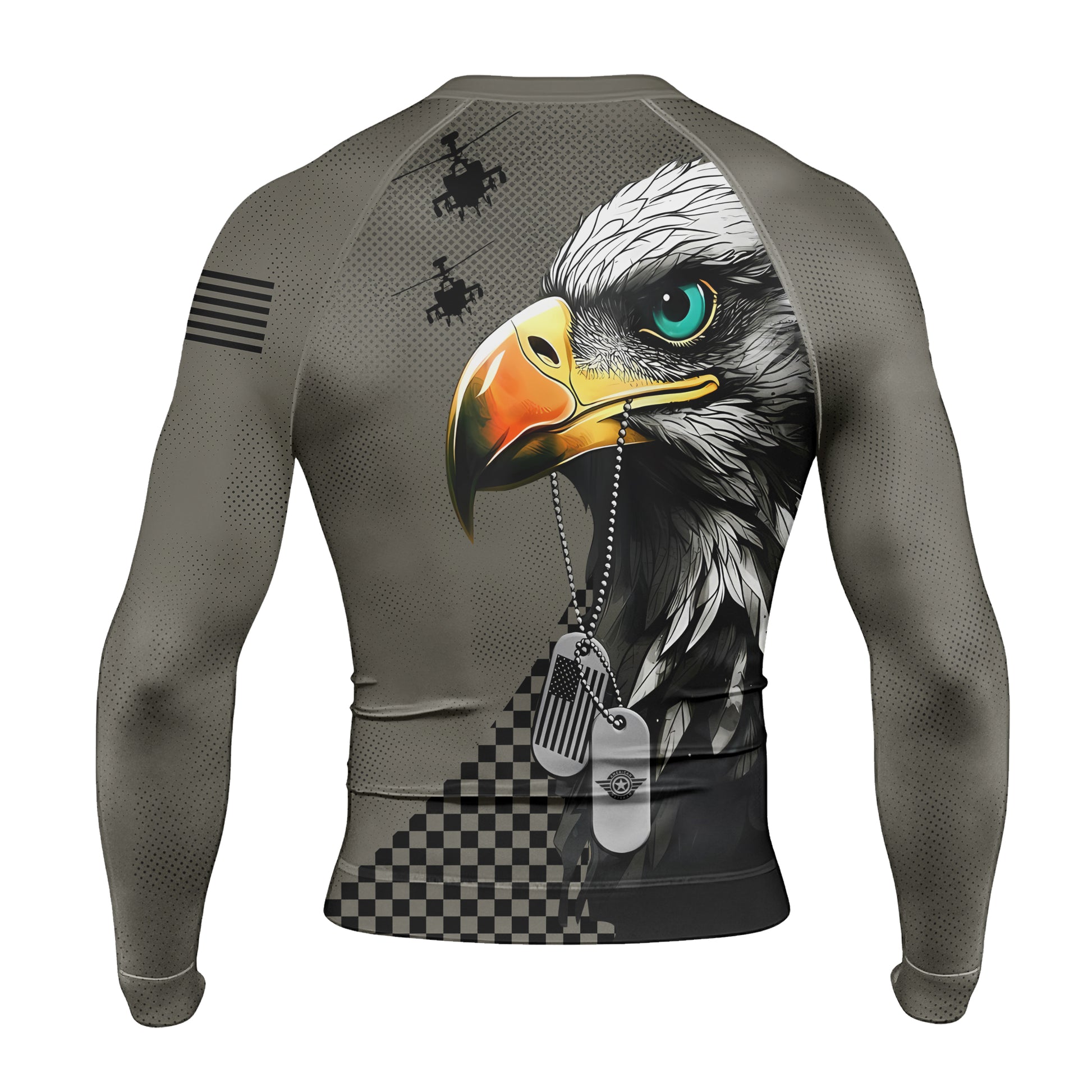 Personalized American Veteran Military Men's Long Sleeve Rash Guard