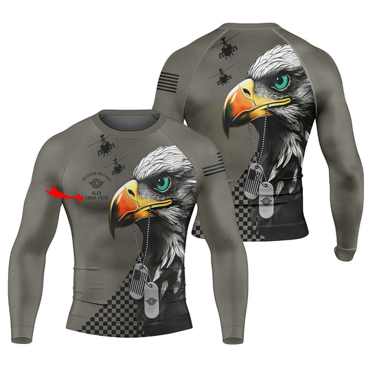 Personalized American Veteran Military Men's Long Sleeve Rash Guard
